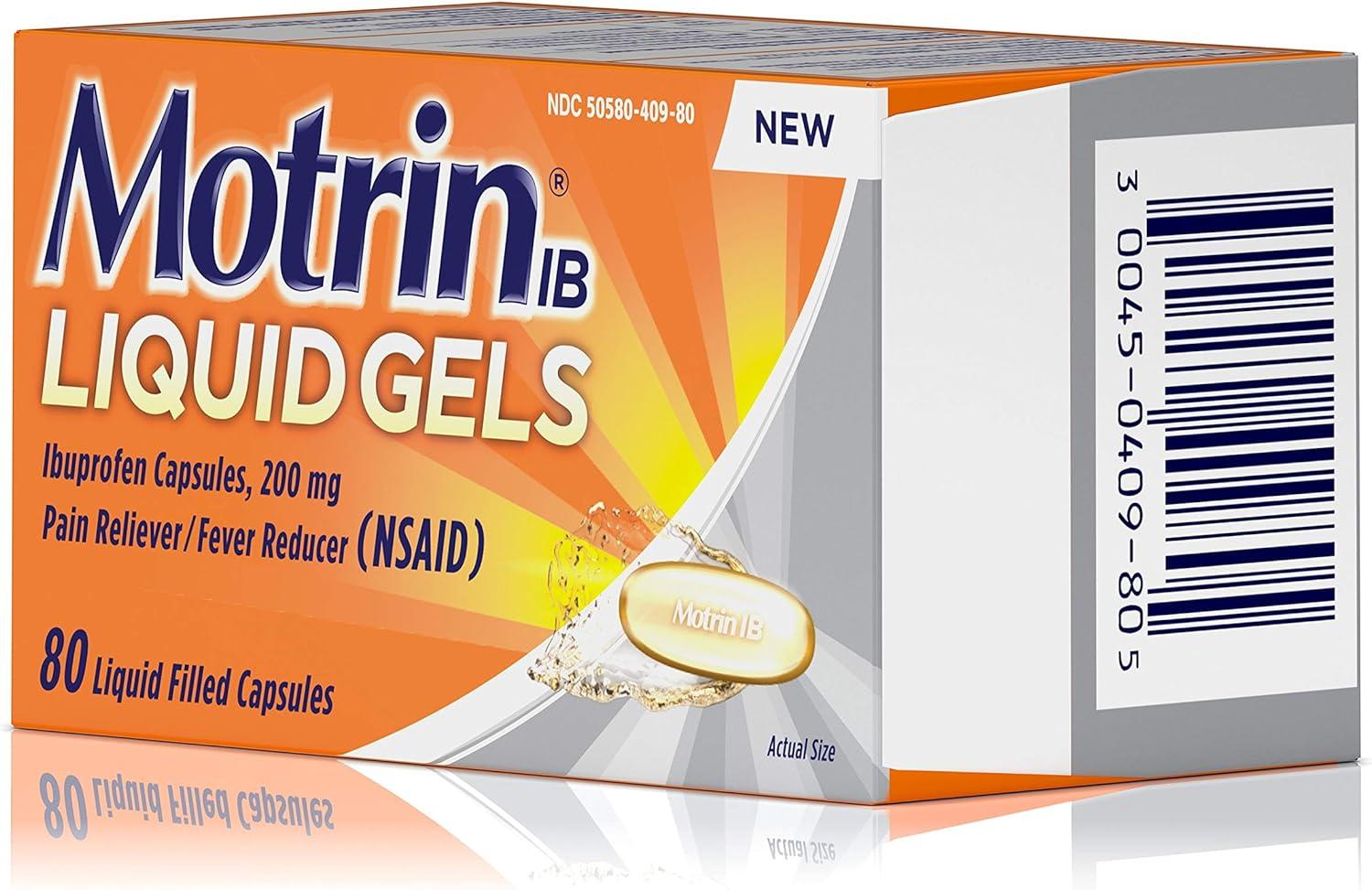 Motrin LiquidGels 200mg Ibuprofen 80 Count Bottle