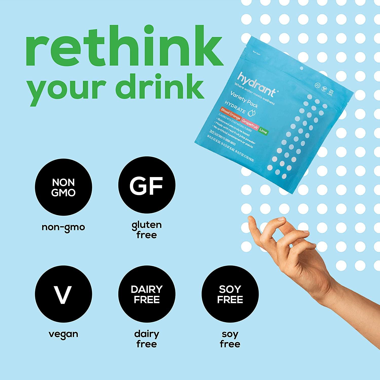 Hydrant Hydrate 30 Stick Packs, Electrolyte Powder Rapid Hydration Mix, Hydration Powder Packets