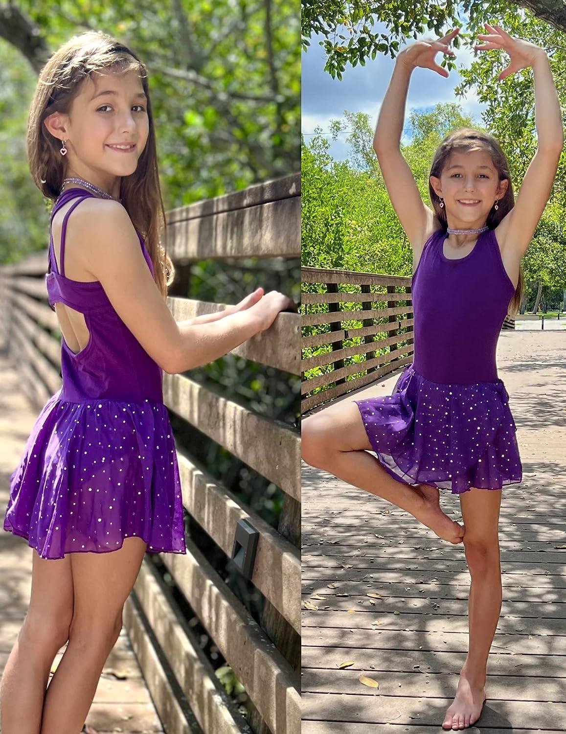 thumbnail image 2 of Ballet Leotards For Girls Suhine 3-Piece Ballet Leotard Set For Girls - Criss Cross Back & Tutu Skirt For Dance Class Tutu Skirt Leotards 2 of 14