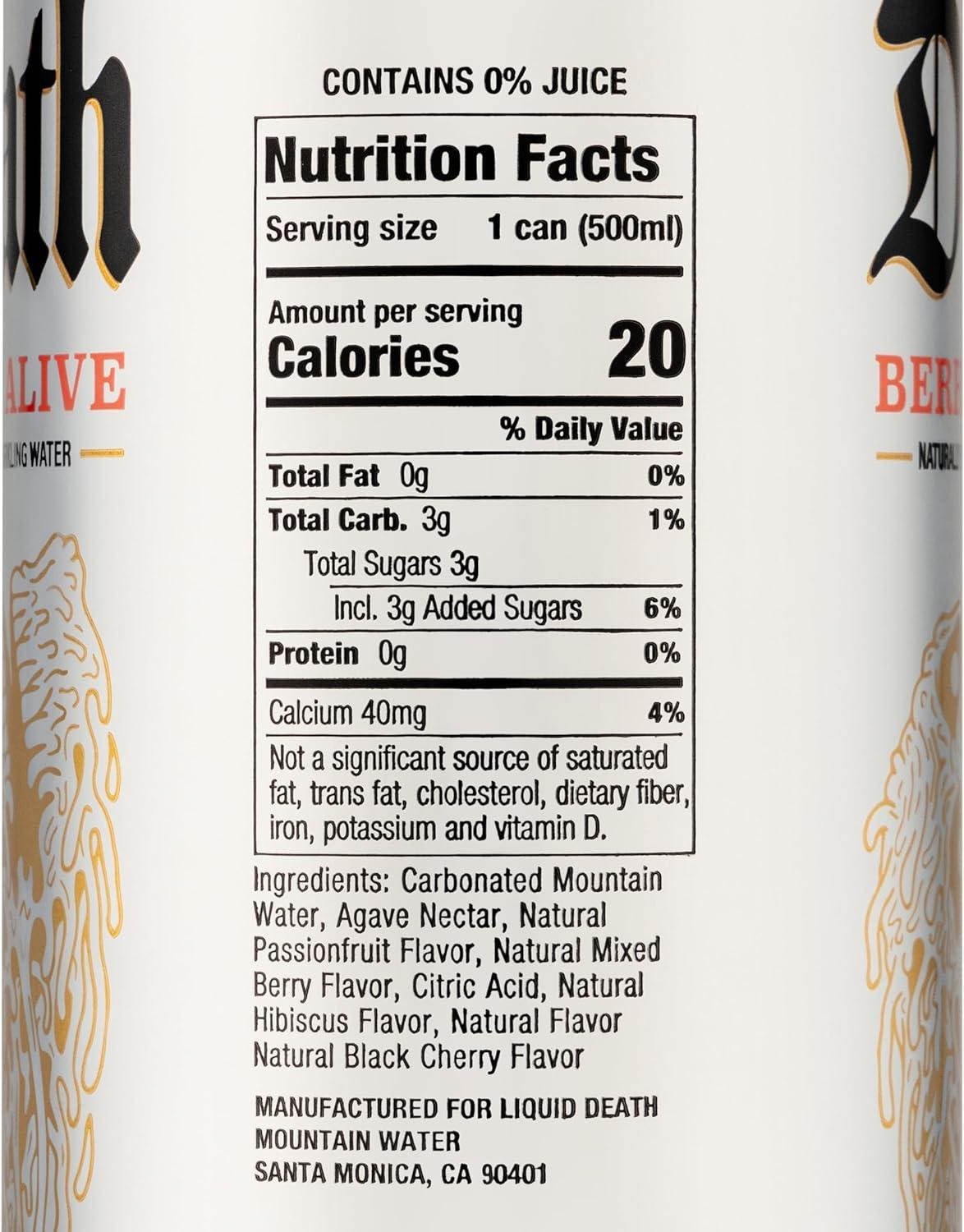 Liquid Death Sparkling Water Berry It Alive 202.8FO Berry it Alive Sparkling