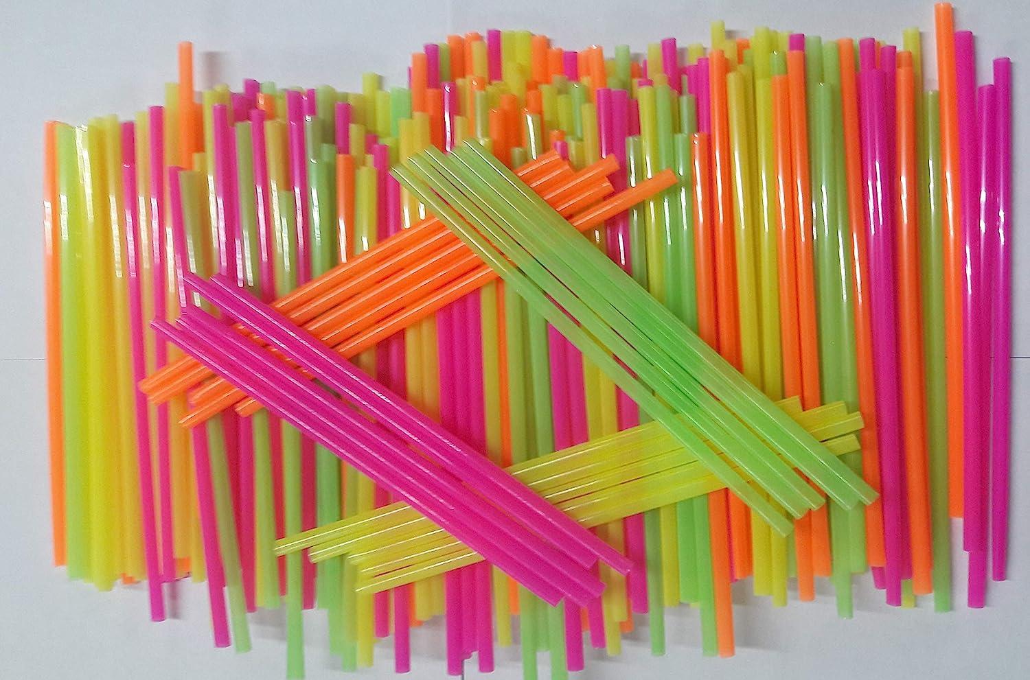 20 Extra-Long Assorted Color Neon Unwrapped Drinking Straw 500