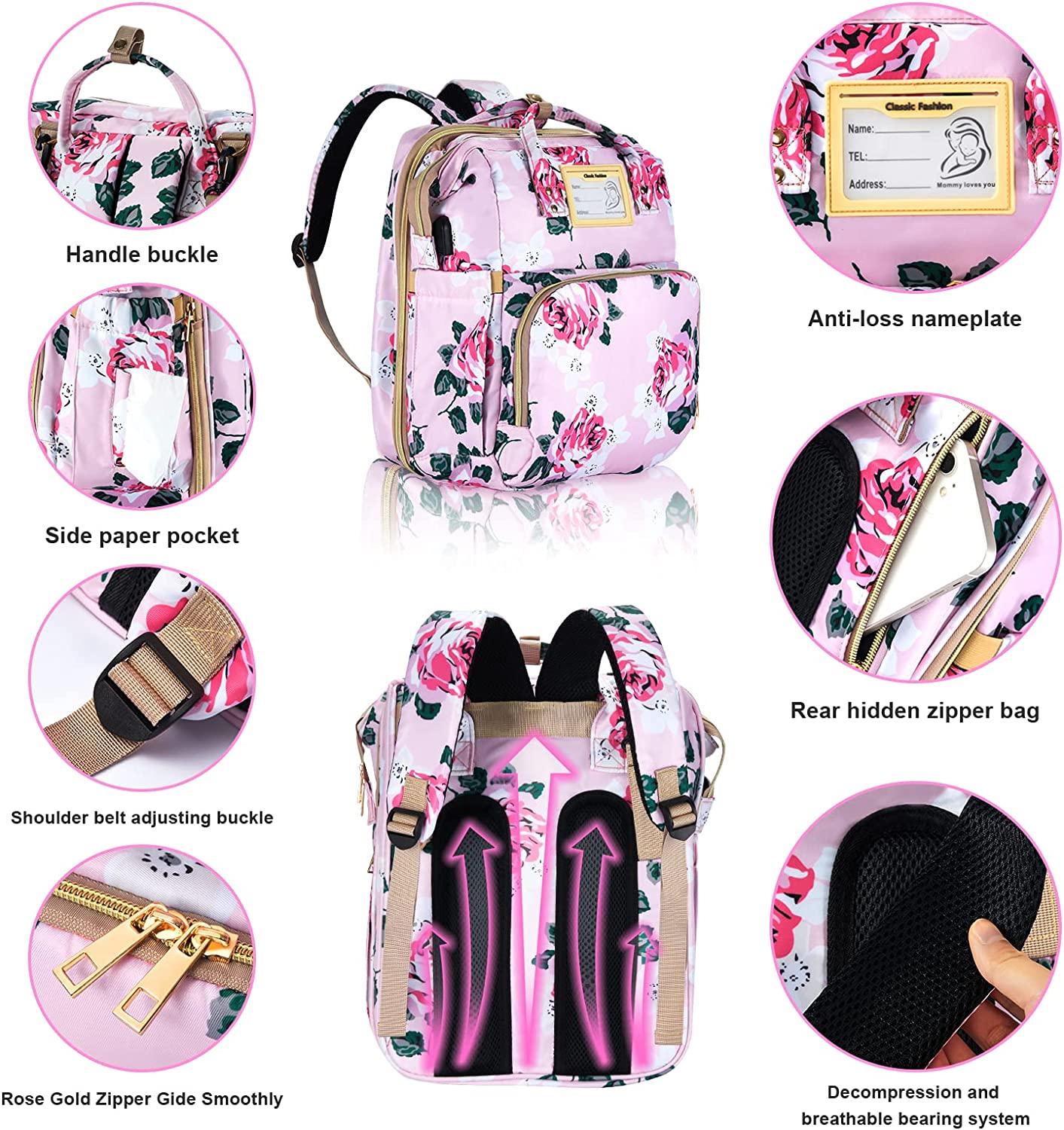 MOMMY BAG BIG PINK FUNCTIONAL LARGE BABY DIAPER TRAVEL BAG FOR BABY CARE NEW