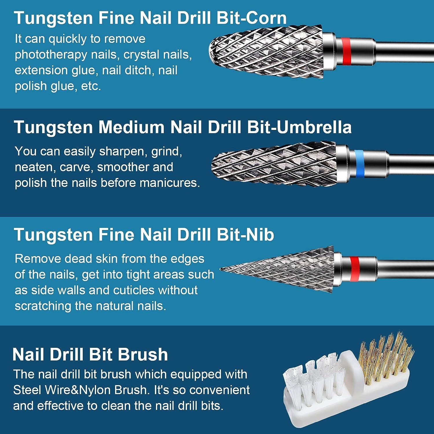 Ceramic Nail Drill Bits 10Pcs- 3/32 Nail Drill Bits Set for Acrylic Gel  Nails Professional Nail Drill Bits Cuticle Remover Crystal Nail Extension  Nail Removal 10 Count (Pack of 1)