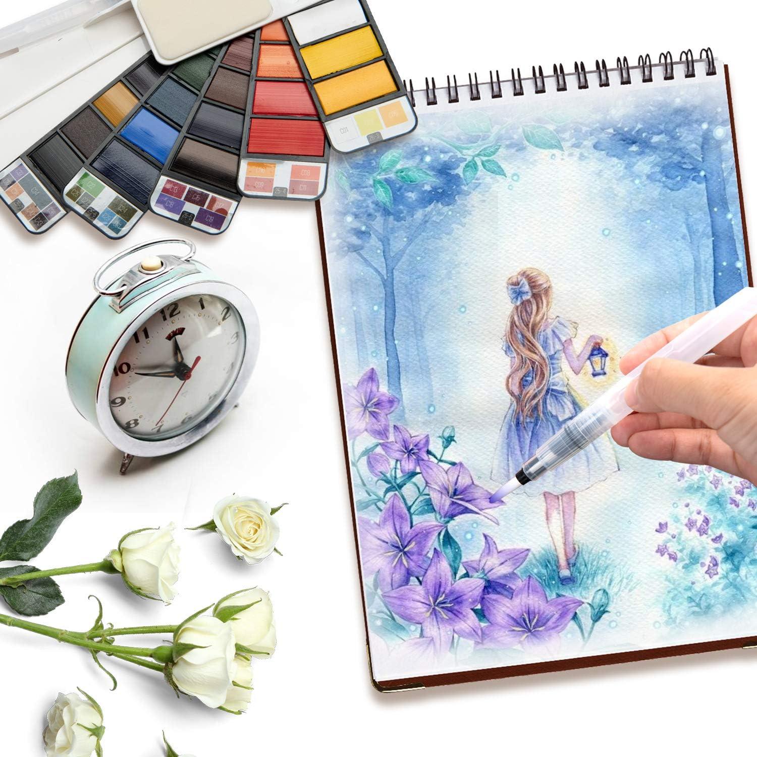 Handy Watercolor Travel Kit Fan Foldable Watercolor Painting Set with Water  Brushes for Field Sketching, Outdoor Travel Painting - AliExpress