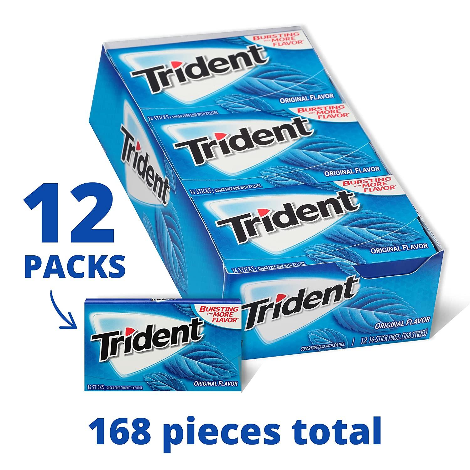 Trident Original Flavor Sugar Free Gum 12 Packs (168 Total Pieces)