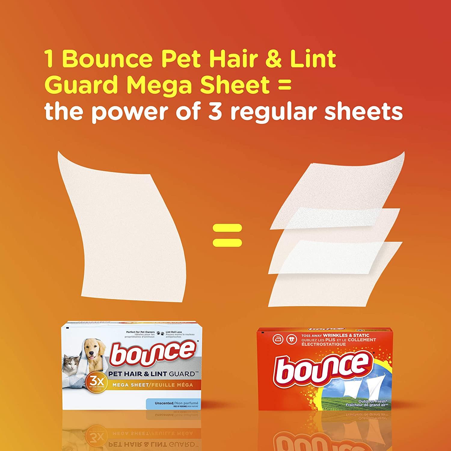 Bounce Pet Hair and Lint Guard Mega Sheet 3X Pet Hair Fighters 120 Sheets