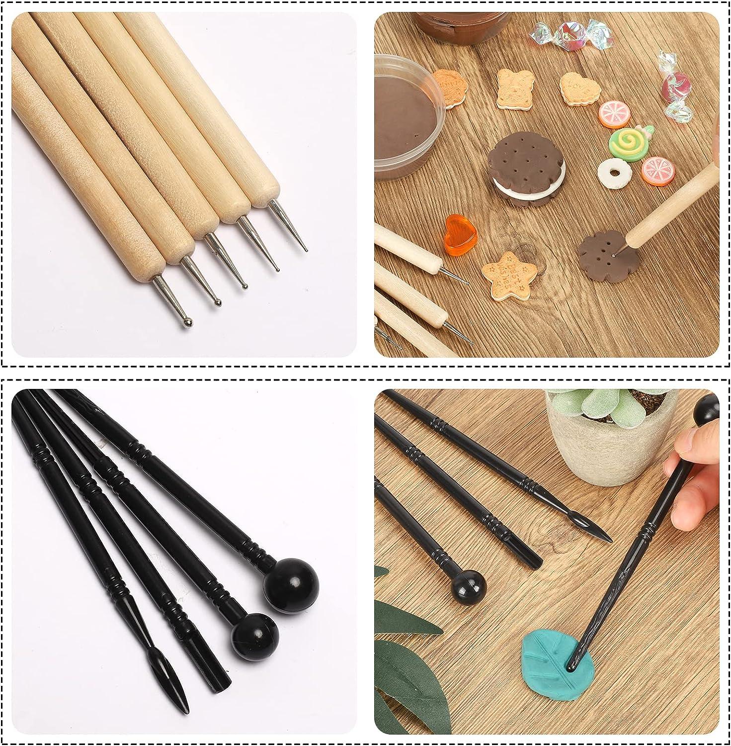 RUBFAC Clay Tools 24pcs Polymer Clay Tools Modeling Clay Sculpting Tools  Set Pottery Tools with Air Dry Clay Tools Ball Stylus Dotting Tools Rock  Painting Kit for Sculpture Pottery