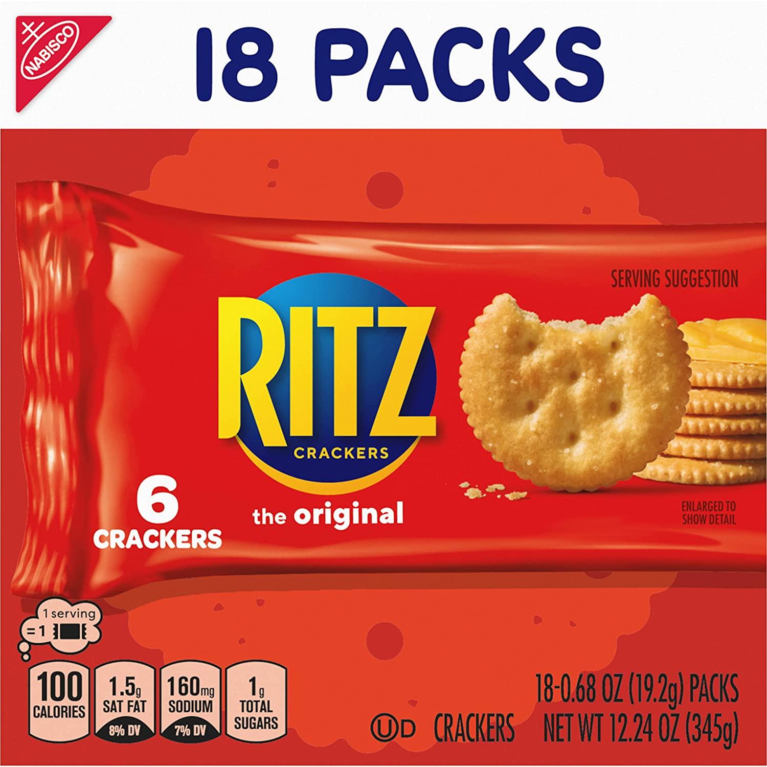 RITZ Original Crackers, 72 Snack Packs (4 Boxes) Original 18 Count