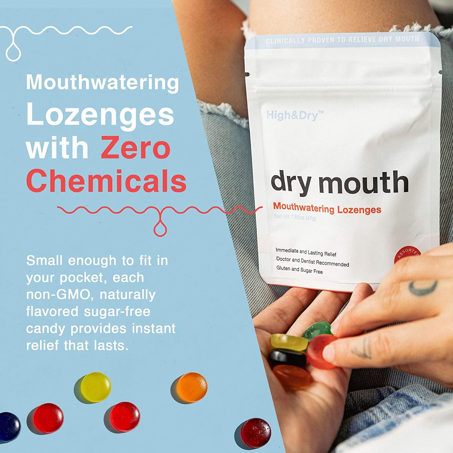 High&Dry Dry Mouth Lozenges, Helps Stimulate Salivary Flow, Targets