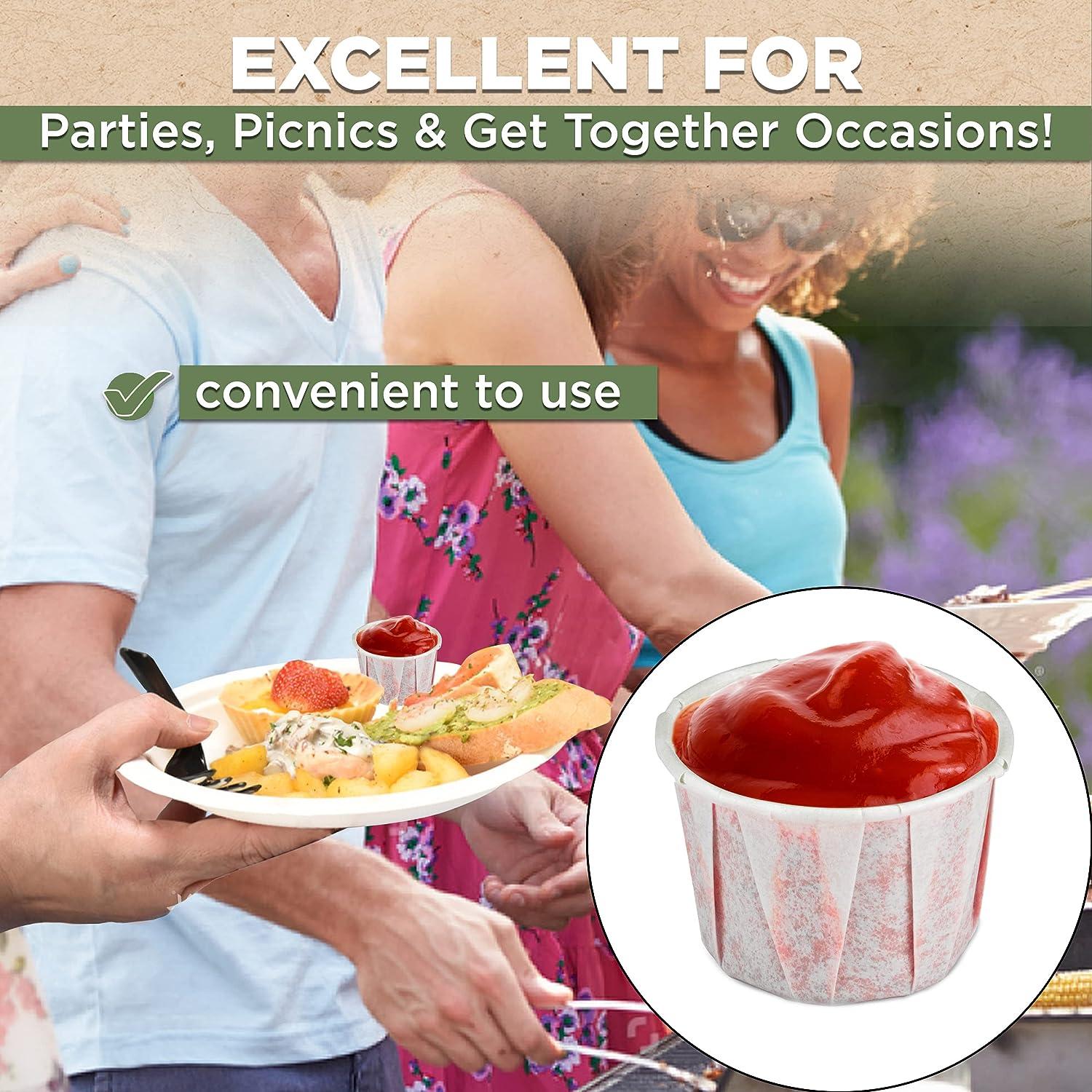 VOKOY 0.5 Oz Paper Souffle Portion Cups [Pack Of 400], Mini Disposable Condiment & Medicine Cup, 1/2 Ounce Paper Sample Cups For Ketchup, Sauce, Pills, Tasting Samples, Desserts Serving, Jello Shot