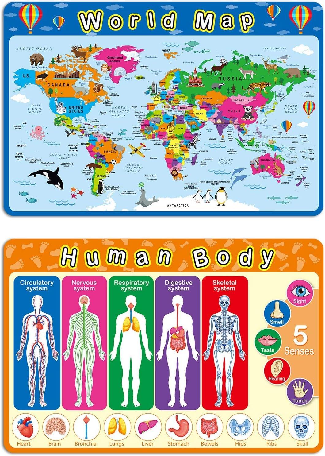 4 Pieces Educational Preschool Placemats for Toddlers and Kids Non Slip