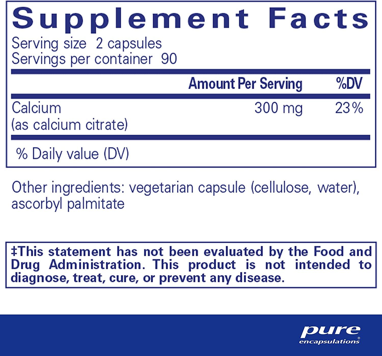 Pure Encapsulations Calcium (Citrate) Supplement for Bones and Teeth