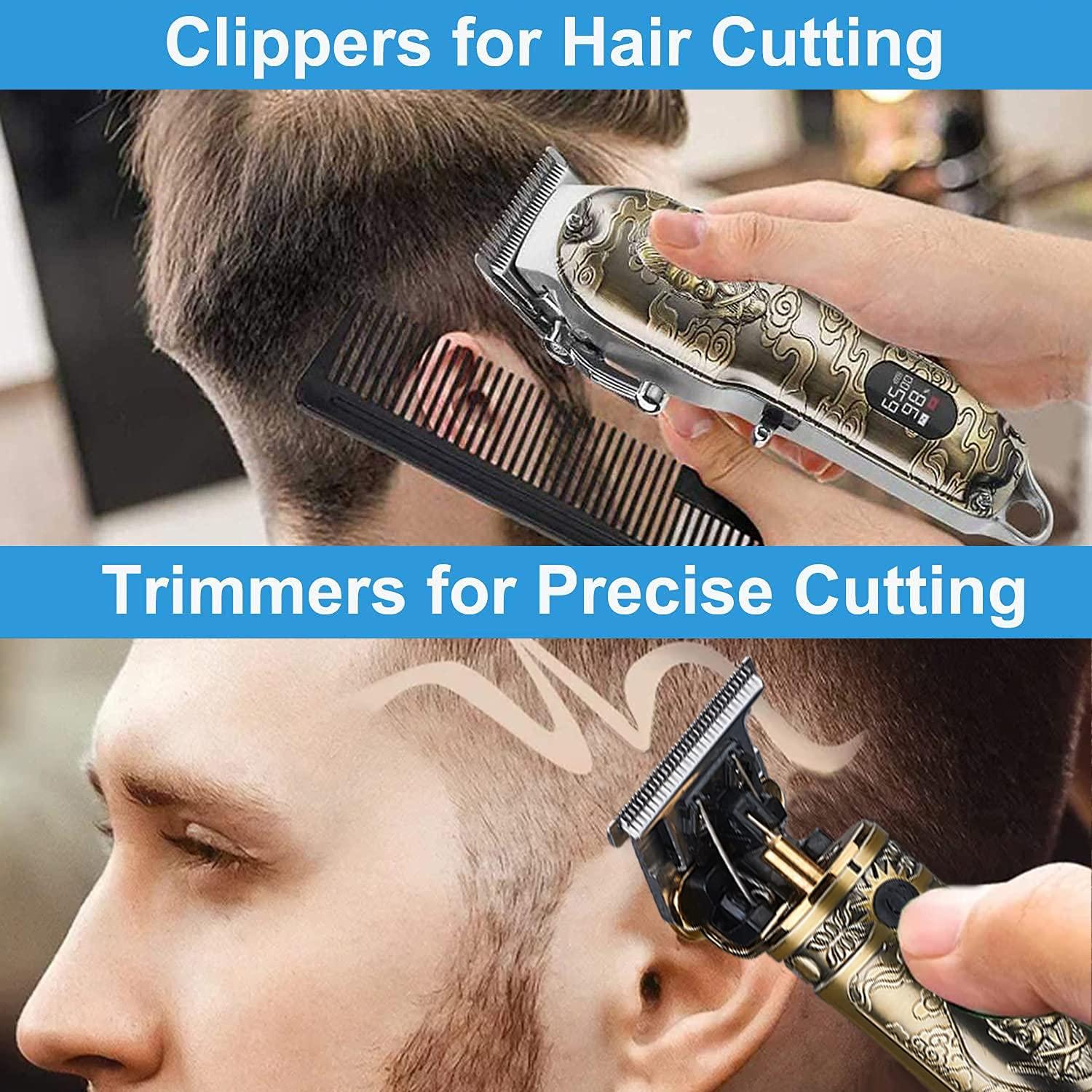 Suttik Hair Clippers for Men, Professional Clippers and Trimmers Set,  Cordless Barber Clippers for Hair Cutting, Beard Trimmer Hair Cutting Kit  with T-Blade Hair Trimmer, LED Display, Gift for Men Gold