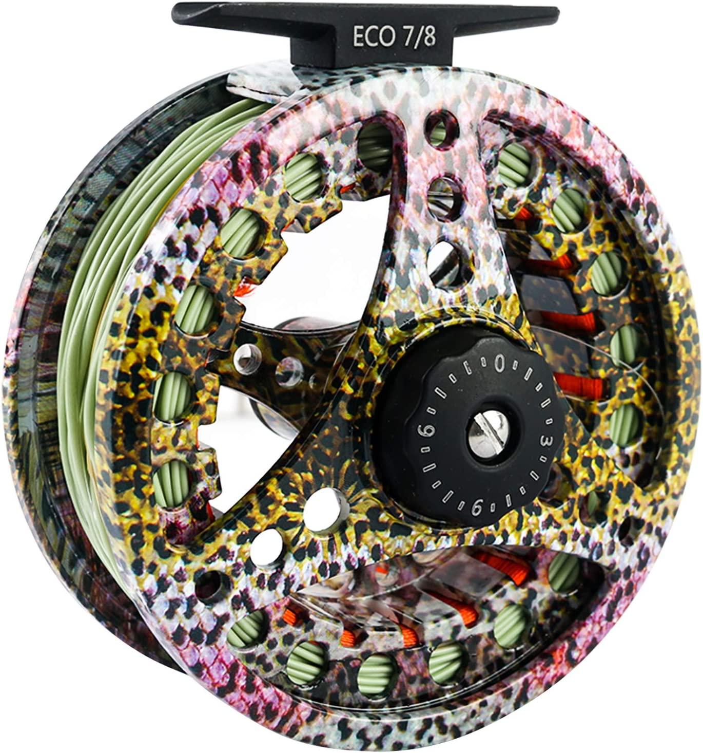 M MAXIMUMCATCH Maxcatch ECO Large Arbor Fly Fishing Reel (3/4wt 5/6wt  7/8wt) and Pre-Loaded Fly Reel with Line Combo Rainbow Trout Reel Loaded  Moss Green Line 3/4 weight