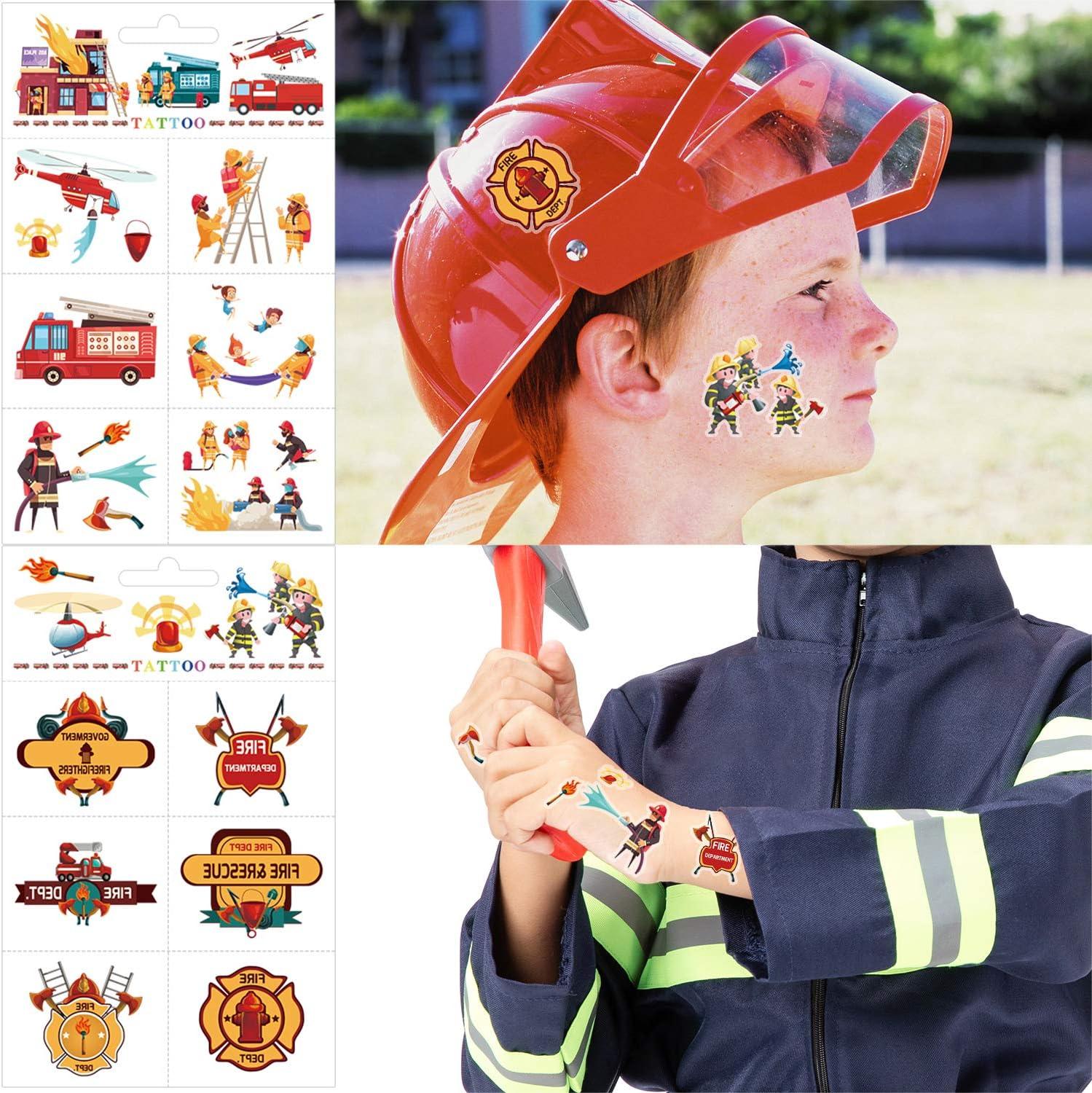 Konsait Firefighter Temporary Tattoos for Kids - 150+pcs Waterproof ...