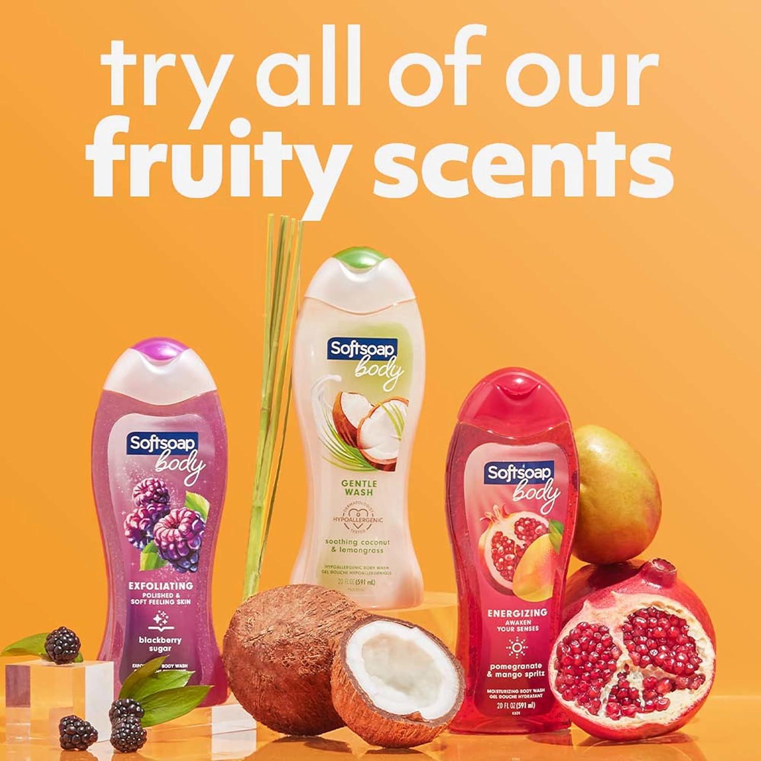 Softsoap Gentle Wash Hypoallergenic Body Wash for Women Coconut Oil and