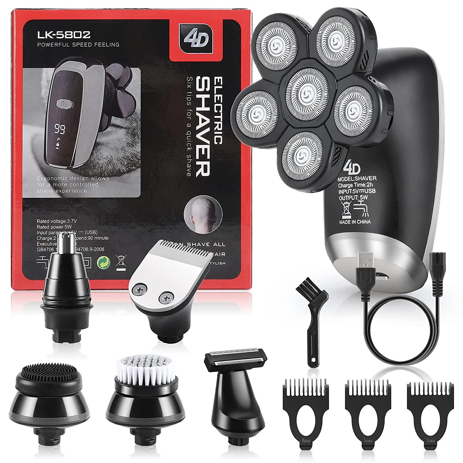 Electric Razor Head Shaver Men 6 in 1 Multifunction USB Rechargeable