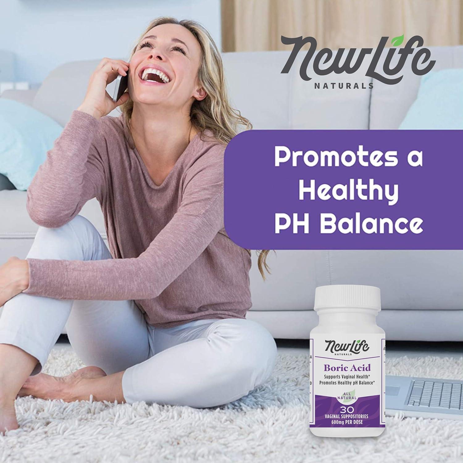 NewLife Naturals New Boric Acid Suppositories 600mg w/ Vaginal