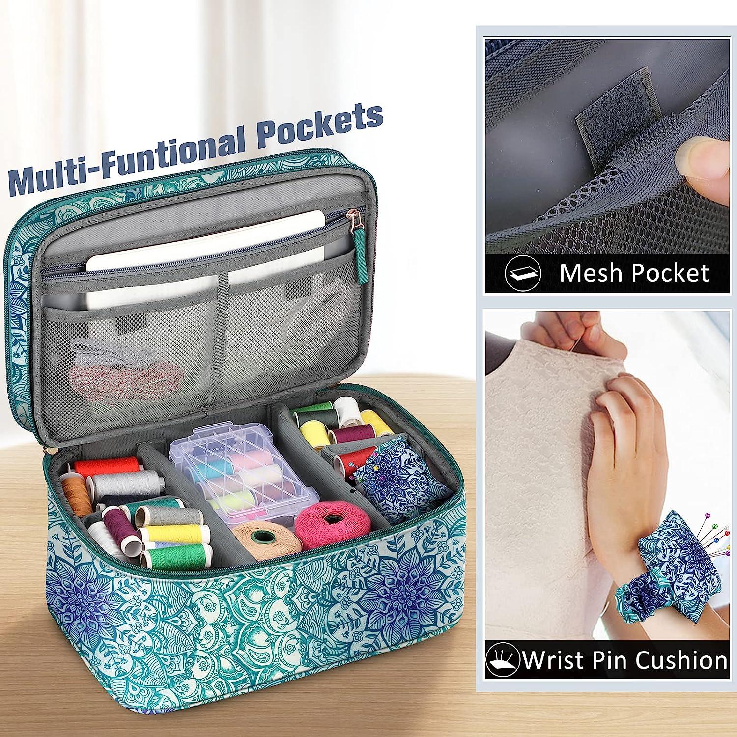 FINPAC Double-Layer Sewing Accessories Organizer Case Emerald
