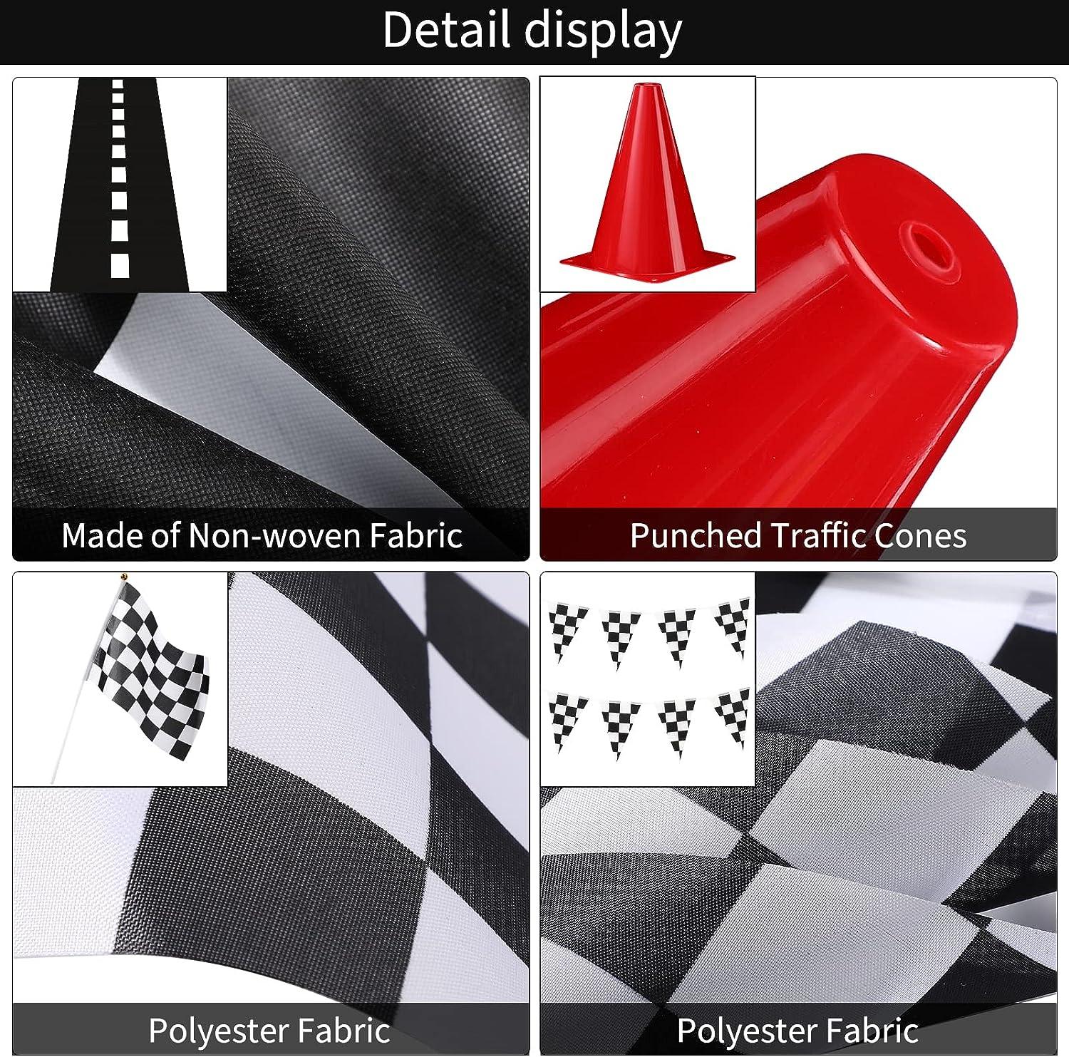 Skylety Traffic Cones and Racing Checkered Flags SetInclude 12 Plastic