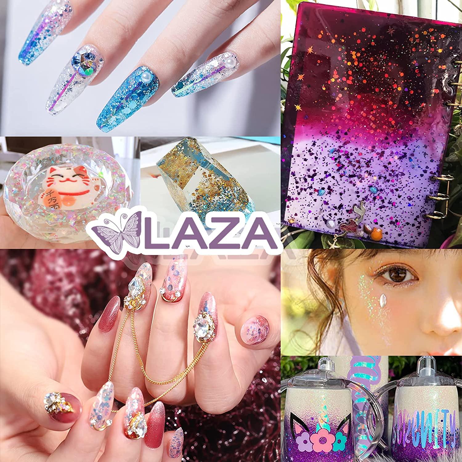 Laza 8 Colors Korea Diamond Nail Powder Sparkling Crystal Glitter  Holographic Nail Glitter Dust Laser Silver Mirror Effect Bright Shining  Flakes for