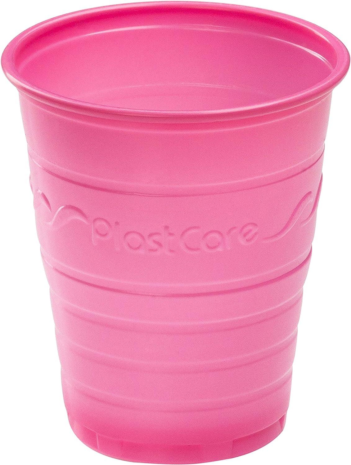 200 Disposable 5 Ounce Plastic Cups for Drinking Rinse Mouthwash for Dental  Ribbed Design (Pink)