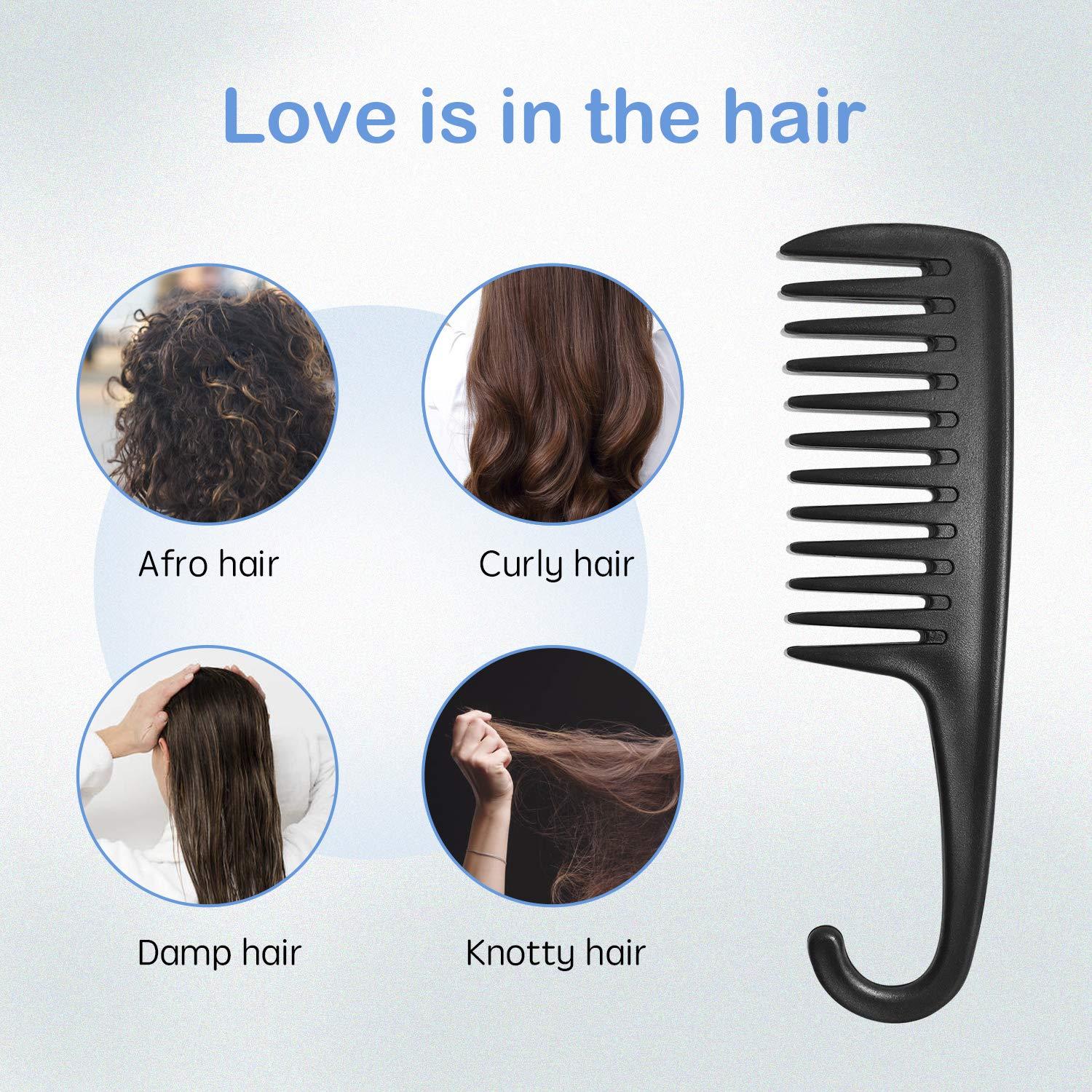 Wapodeai Wide Tooth Comb Shower Comb With Hook Good for Curly Hair Wet
