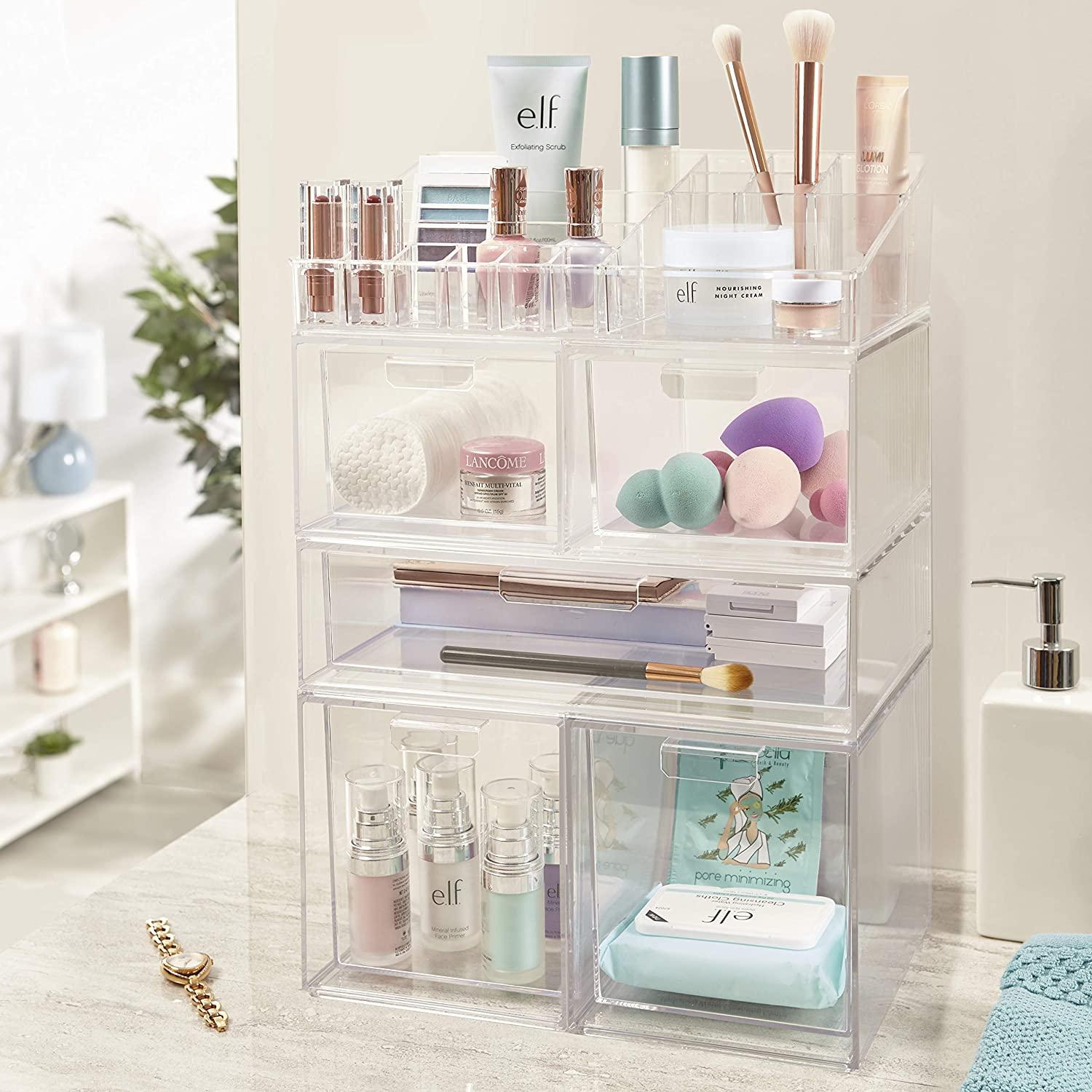STORi STORi Audrey Stackable Clear Bin Plastic Organizer Drawers, 2 Piece  Set, Organize Cosmetics and Beauty Supplies on a Vanity, Made in USA UAE