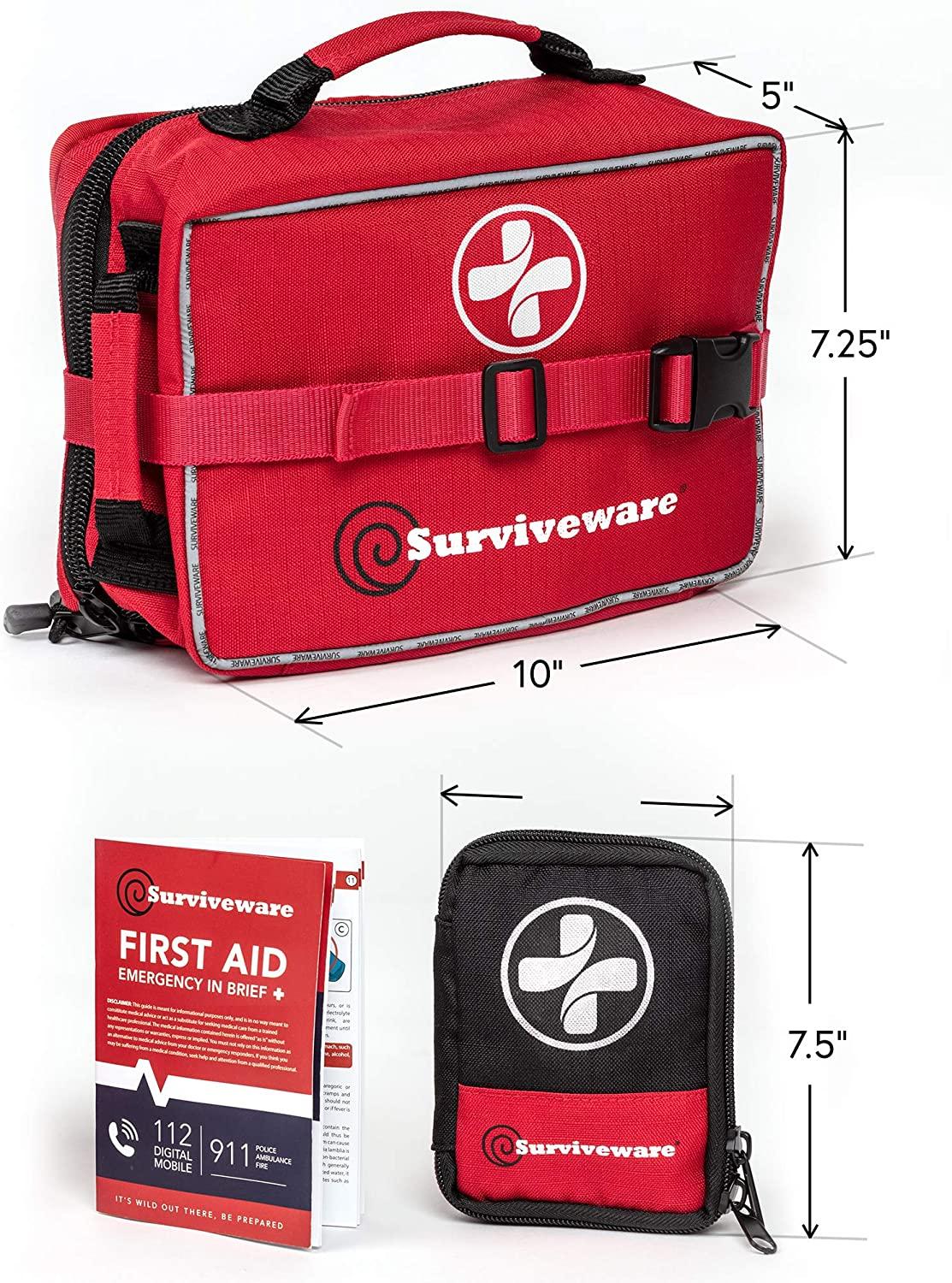 Surviveware Comprehensive Premium First Aid Kit Emergency Medical Kit for  Trucks, Cars, Camping, Office and Sports and Outdoor Emergencies - Large 200  Piece Set