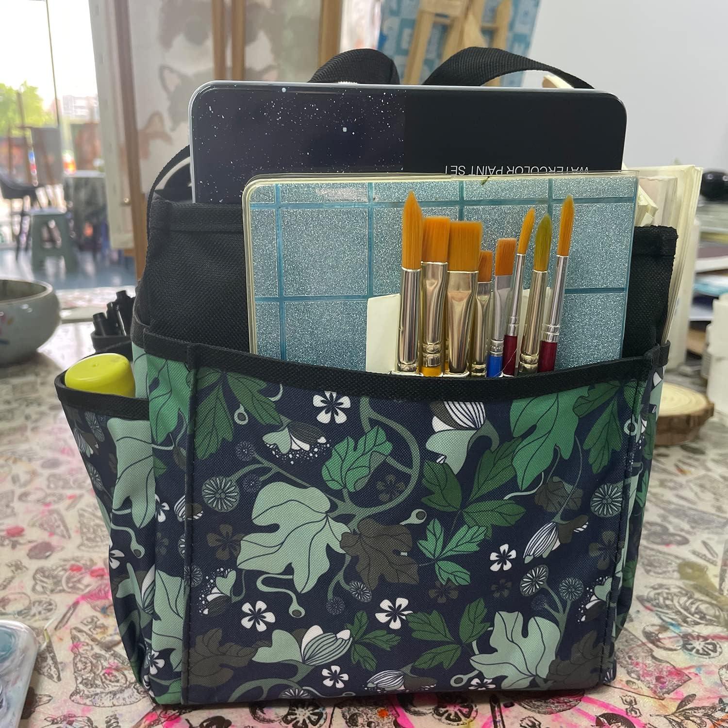 JOSIVIKY Craft Art Organizer Tote Bag, Cleaning Supply Caddy, Car Blue  Floral