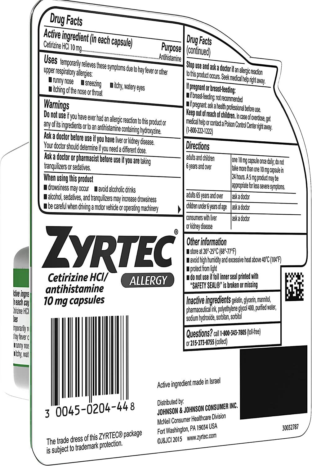 Zyrtec 24 HR Indoor/Outdoor Allergy Relief Liquid Gels 40 ct