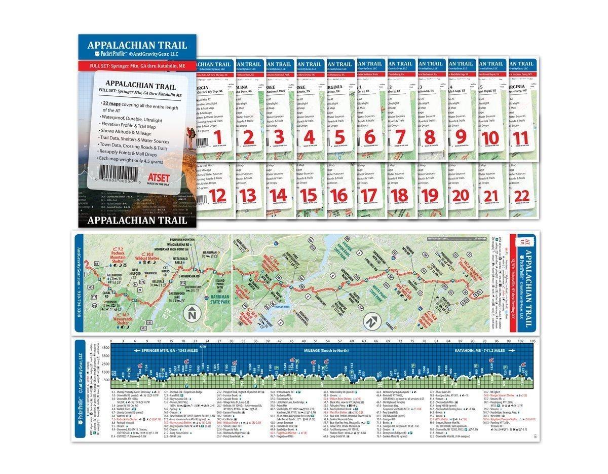 Appalachian Trail Pocket Profile Map Set Spring Mtn. GA to Katahdin ME