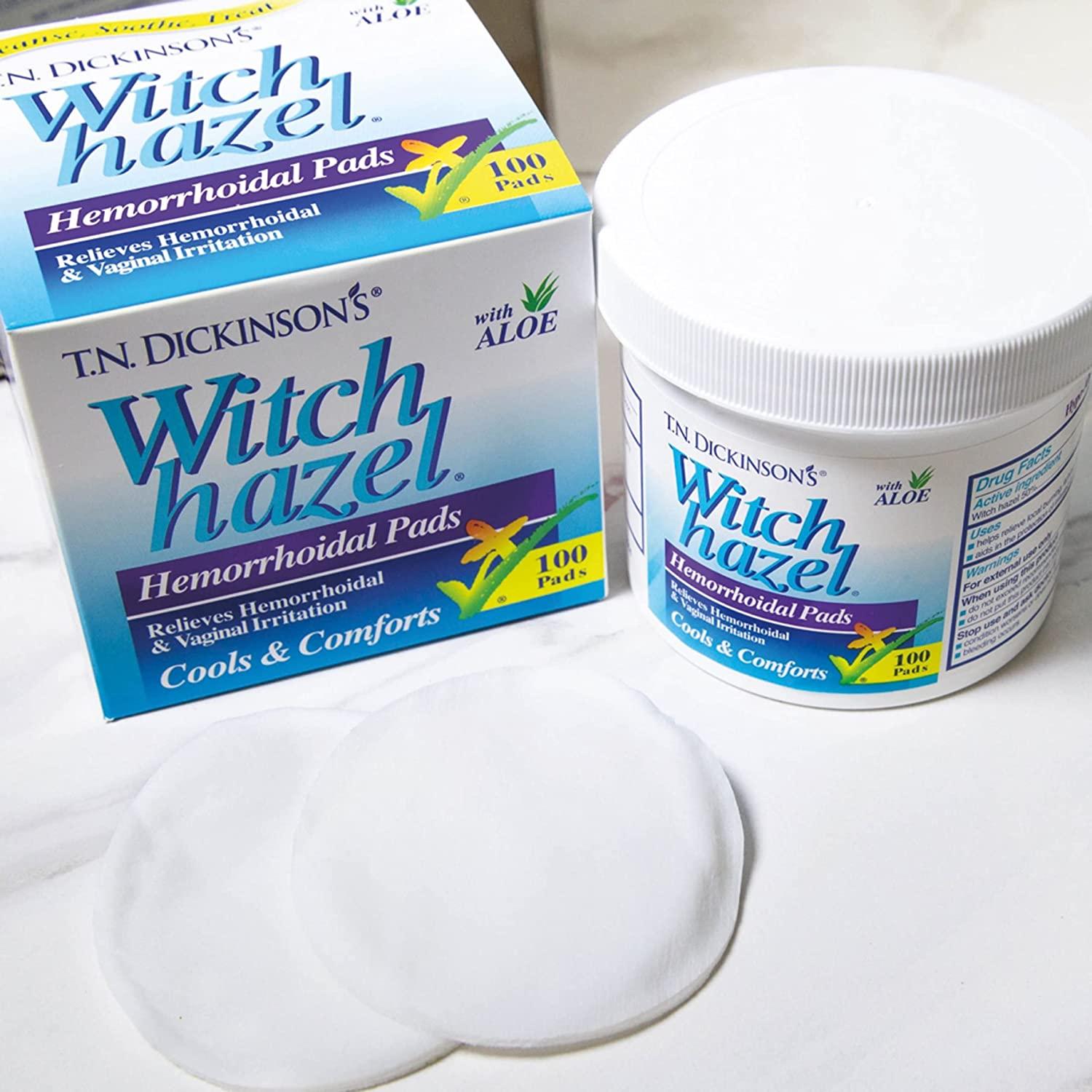 T.N. Dickinson's Hemorrhoidal Pads, Witch Hazel with Aloe, Clear, 100 Count