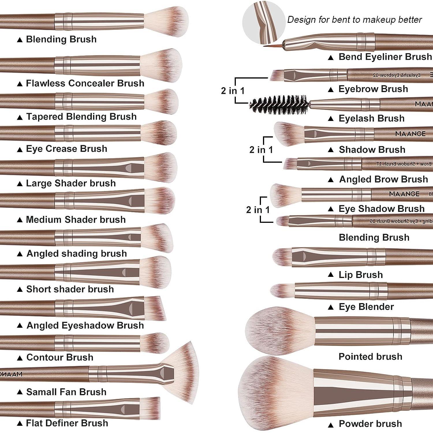  Makeup Brushes Set, 20 Pcs Professional Travel Make Up Brushes,  Foundation Eyeshadow Blush Brush, Kabuki Blending Concealers Face Powder  Eye Makeup Brush Sets（Black Gold) : Beauty & Personal Care