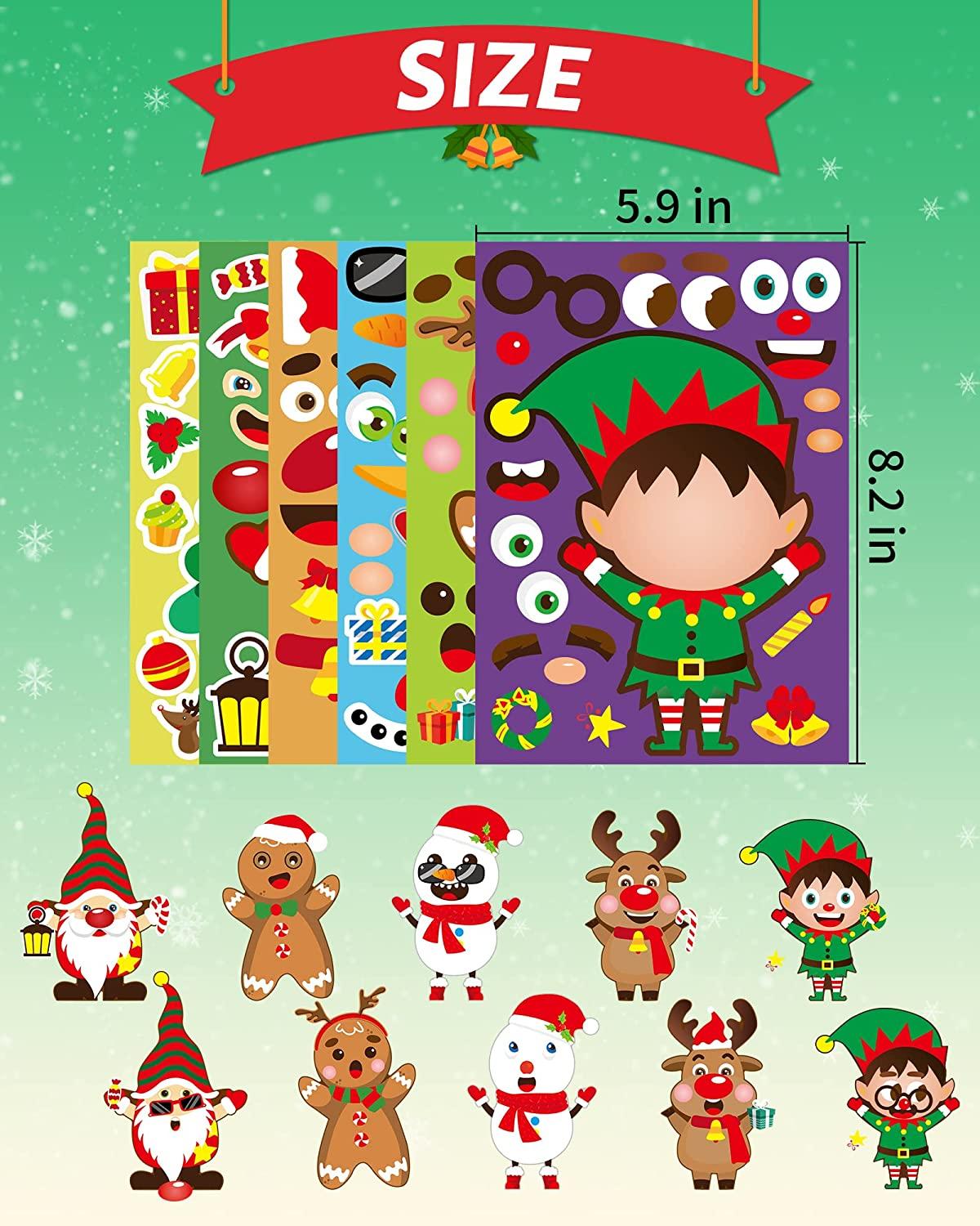 42 Sheets Christmas Party Favors Stickers, Make Your Own Christmas Gnome,  Reindeer, Christmas Tree and Snowman Face, Christmas Crafts Gifts Christmas  Holiday Activities Game Sticker for Kids