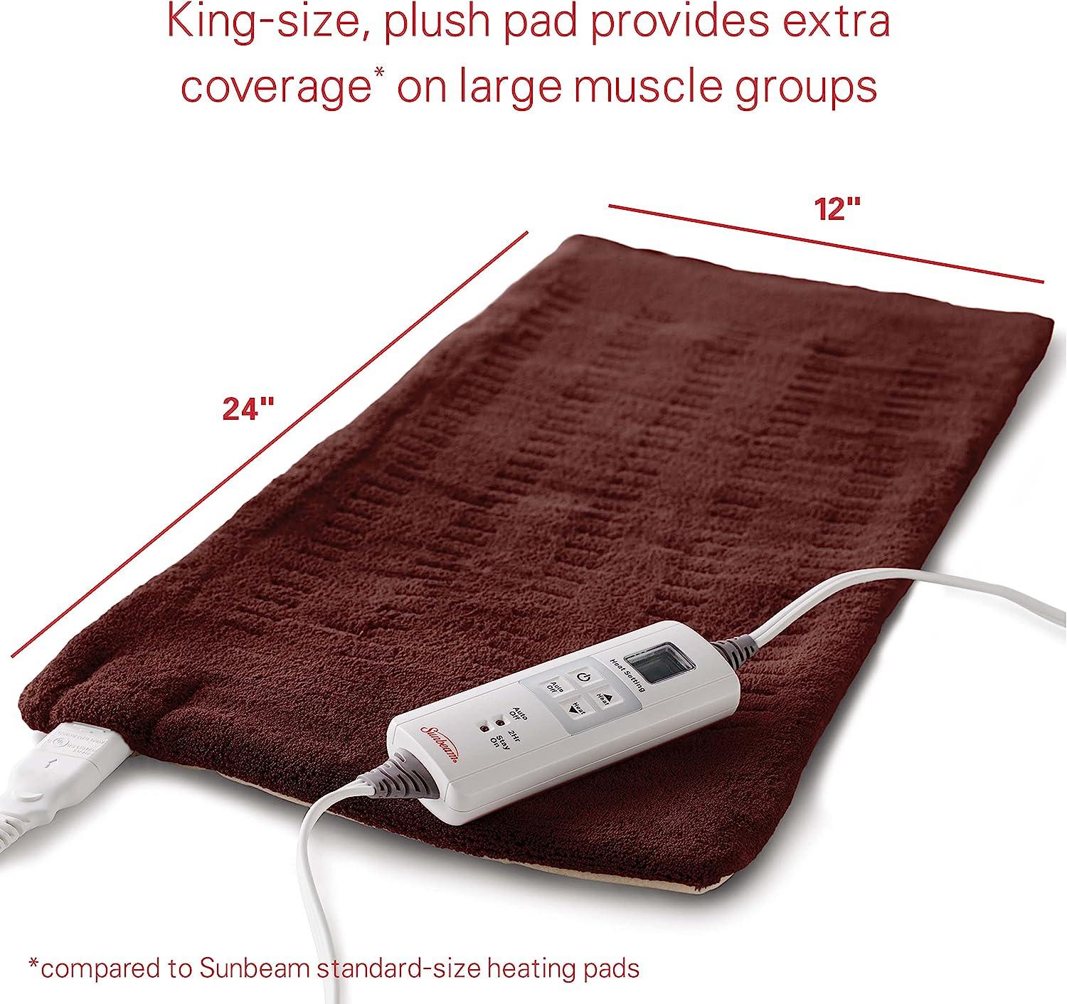 Sunbeam Heating Pad for Back, Neck, and Shoulder Pain Relief 6 Heat