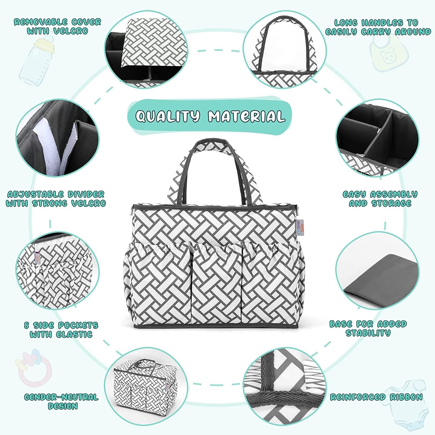 Diaper Bag Insert Organizer for Stylish Moms Tote Purse Handbag, 11  Pockets, Gray