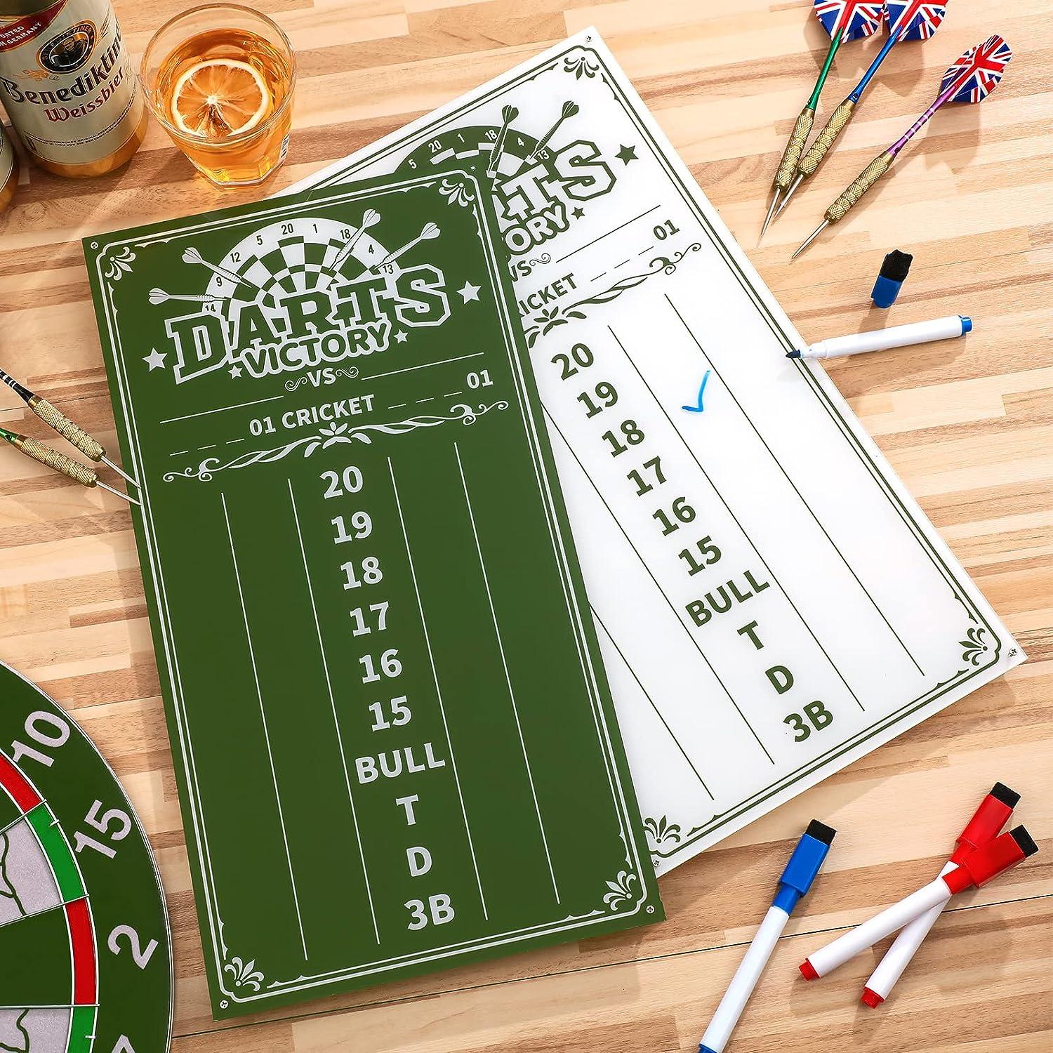 2 Pcs Acrylic Dart Scoreboard White and Green Game Scoreboard Dry Erase