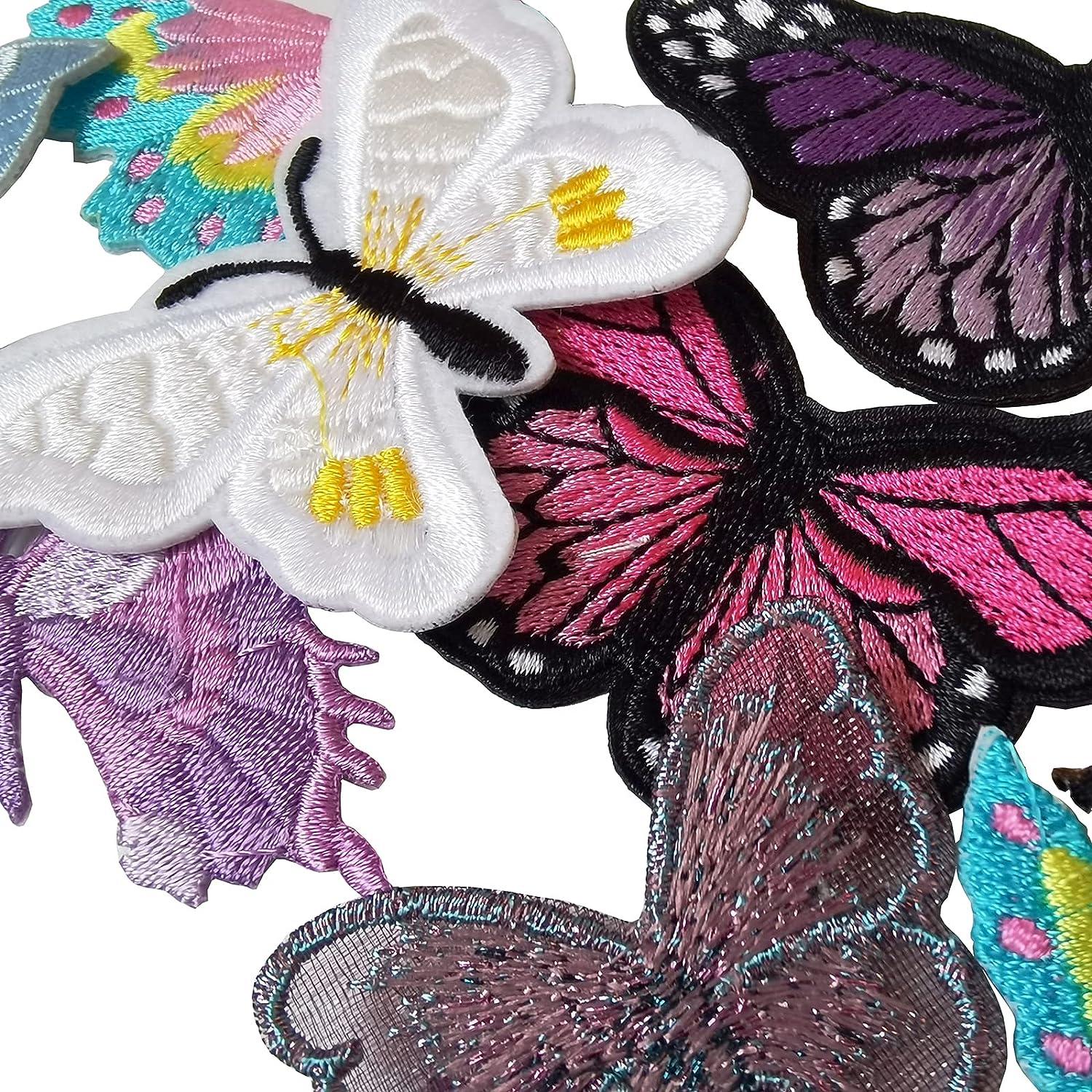 Cooll 10pcs Butterfly Appliques Exquisite Handicraft Double Layers DIY Embroidery Butterfly Patches Craft Flower Accessories, Purple