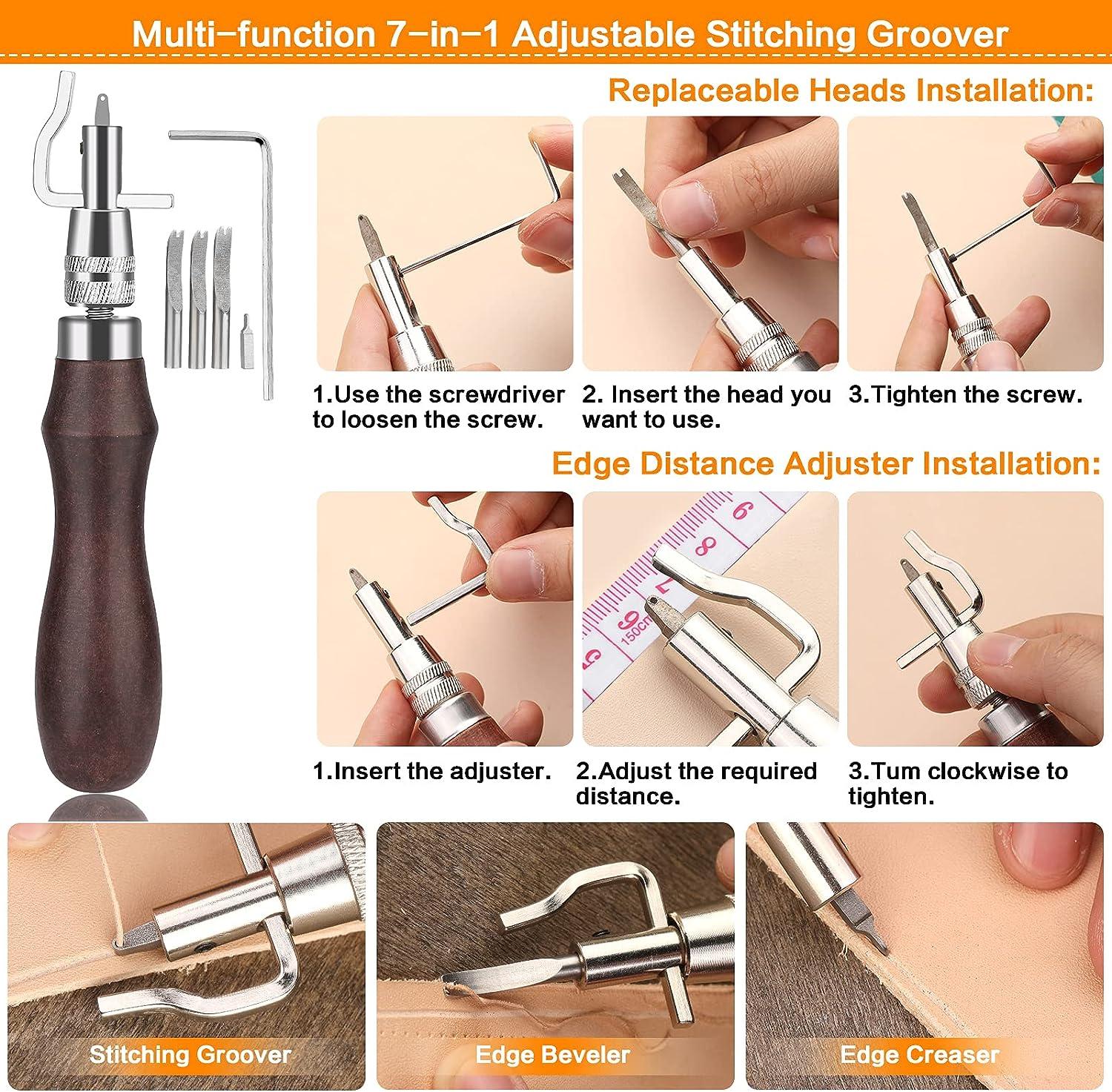 Leathercraft 5 in 1 Groove Tool Adjustable Leather Edge Stitching