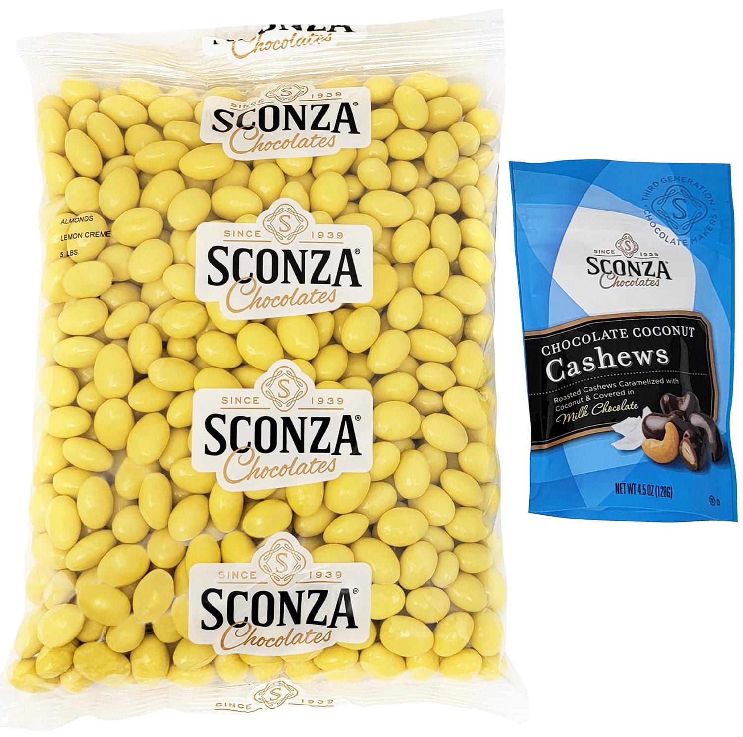 Lemoncello Chocolate Covered Almonds 5 Lb Bulk Bag by Sconza Roasted