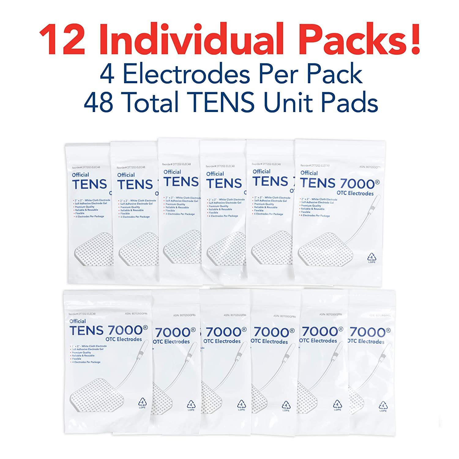 TENS 7000 Official TENS Unit Replacement Pads 48 Pack, Premium Quality OTC TENS Unit Pads, 2