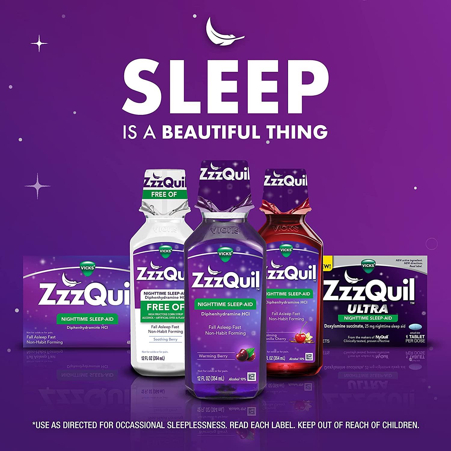 ZzzQuil Nighttime Sleep Aid Liquid 50 mg Diphenhydramine HCl