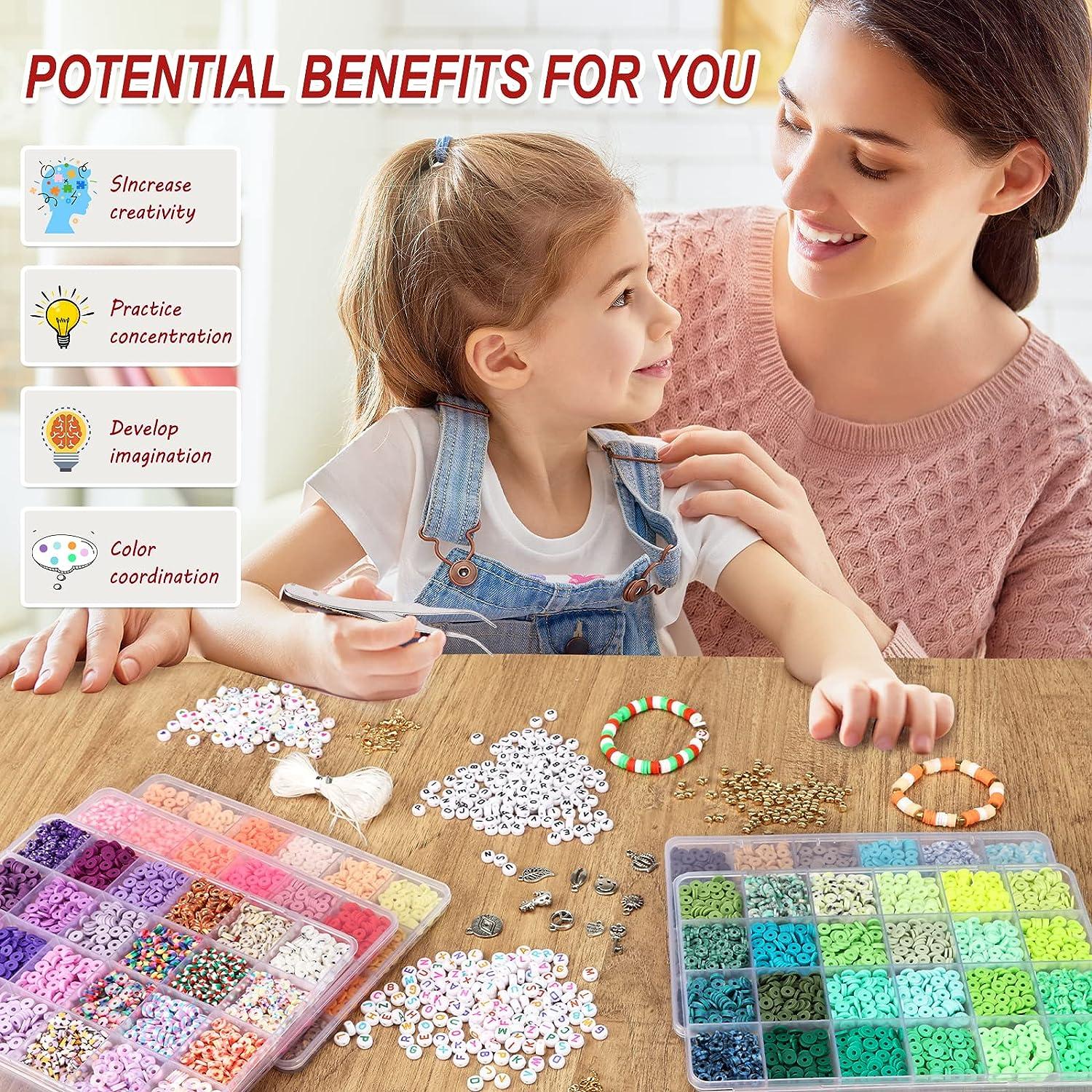 QUEFE 10800Pcs Clay Beads Kit for Bracelet Making 72 Colors Flat round  Polymer C
