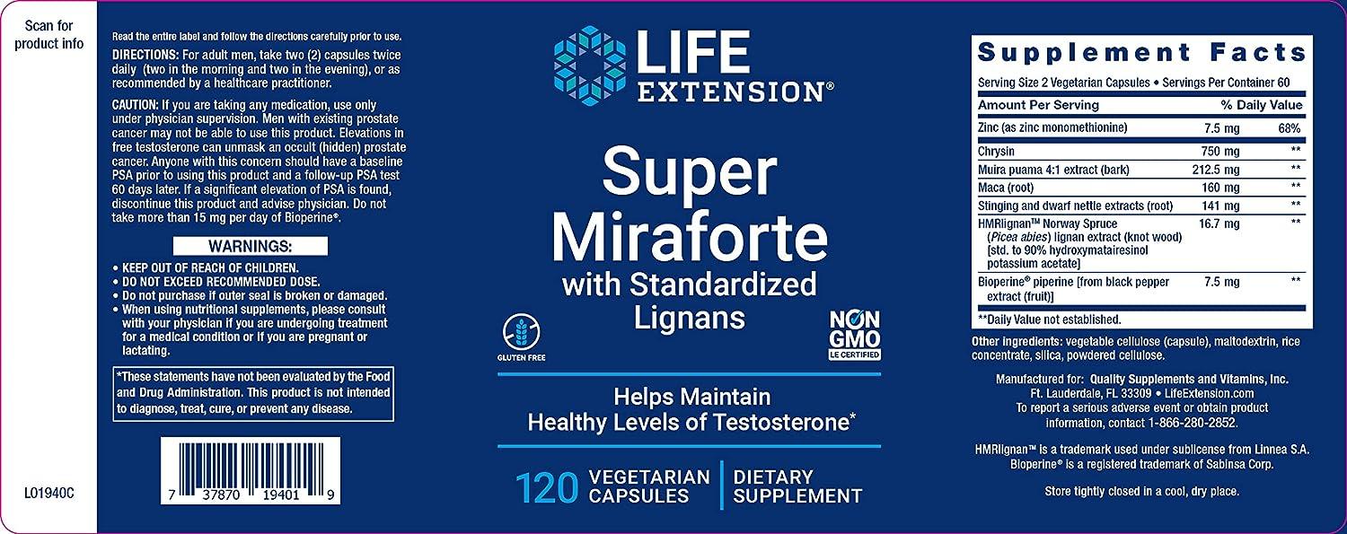 Life Extension Super Miraforte with Standardized Lignans Muira Puama