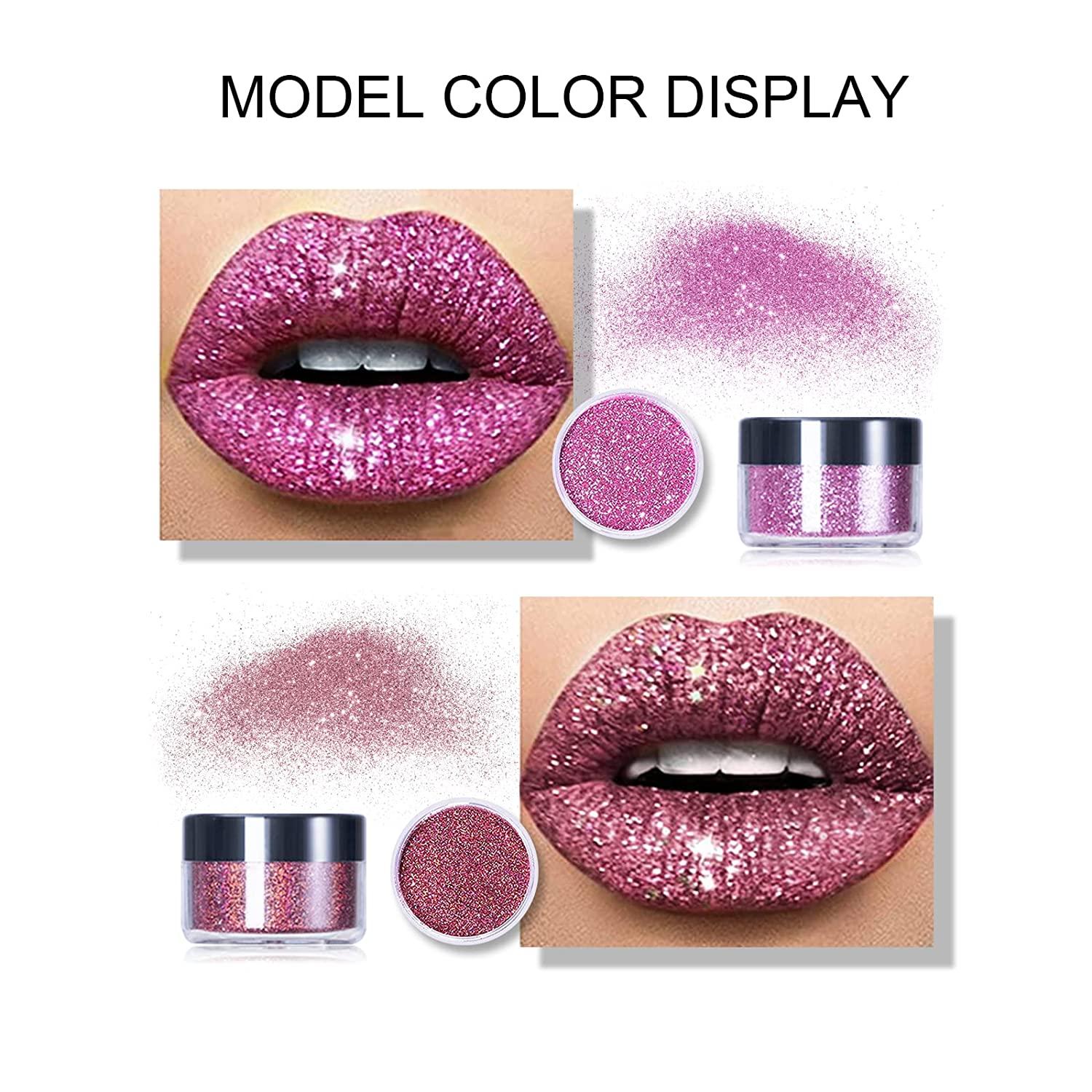 FREEORR 4 Colors Glitter Lip Kit, Diamond and Glitter Metallic Lipstick