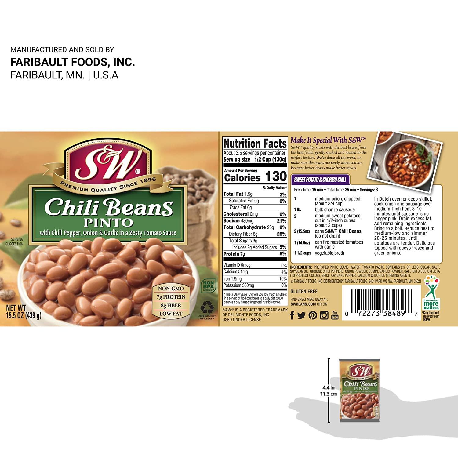 S & W Canned Chili Beans (12 Pack), Vegetarian, NonGMO, Natural Gluten