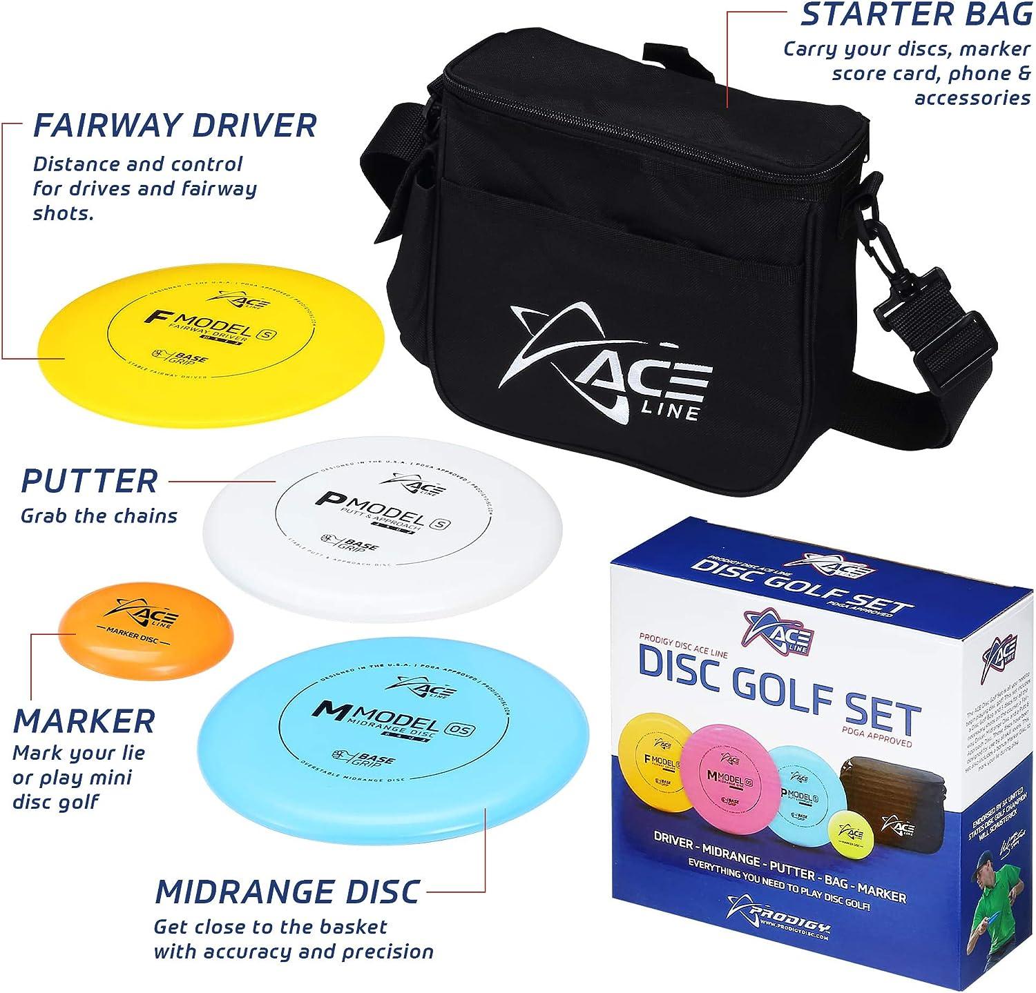 Prodigy Disc Golf Starter Set Driver, Midrange, Putter, Bag, Mini
