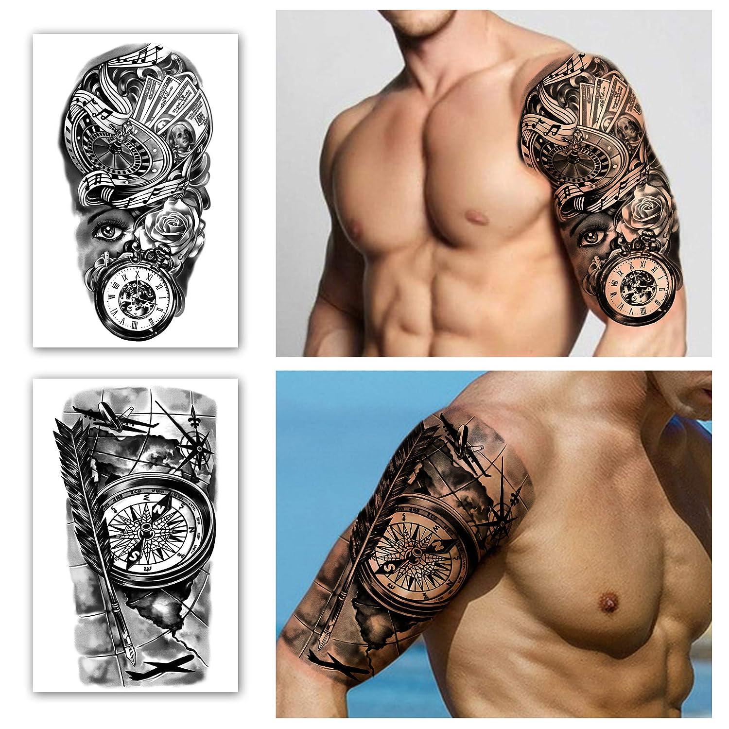 Waterproof Full Arm Temporary Tattoes for Men