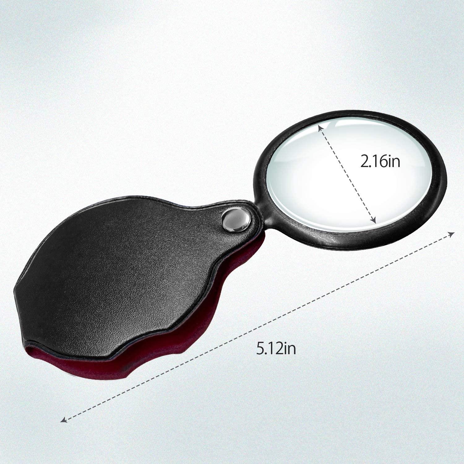 Wapodeai 2pcs 10x Small Pocket Magnify Glass Premium Folding Mini  Magnifying Glass with Rotating Protective Sheath Apply to Reading Science  Jewelry Hobbies Books 1.96in